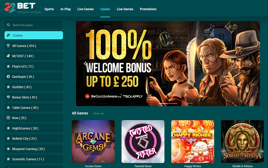 22Bet Online casino games.