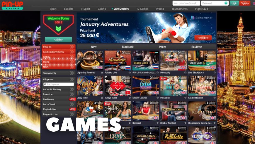 Pin Up casino games list in India