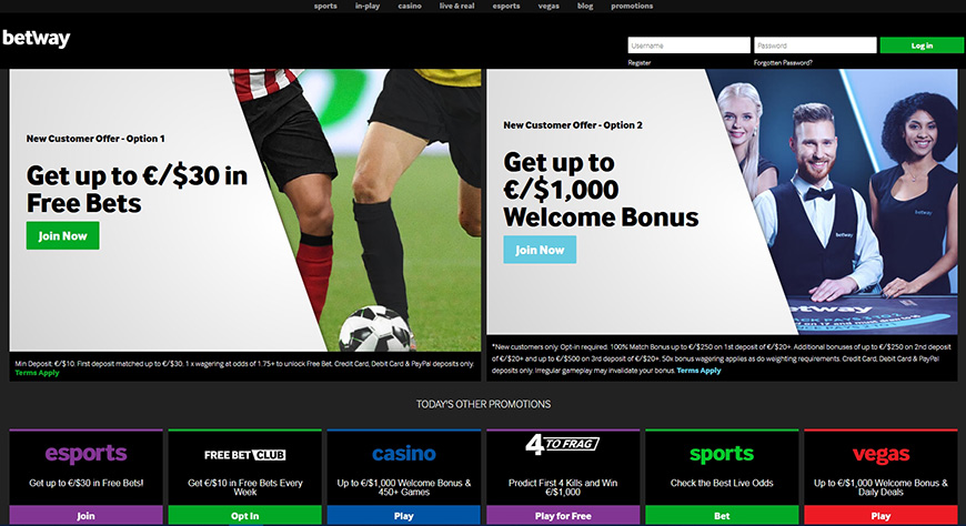 Betway's Official website.