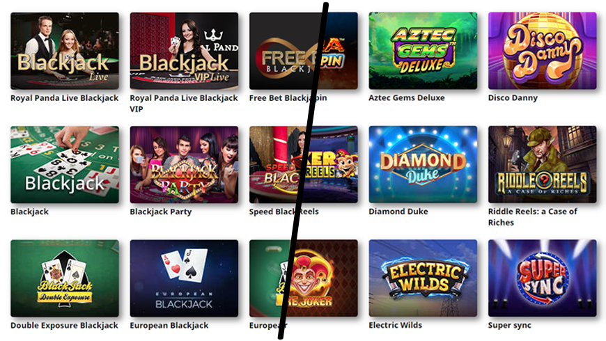 Spin and Blackjack Image of Live Blackjack and Slots